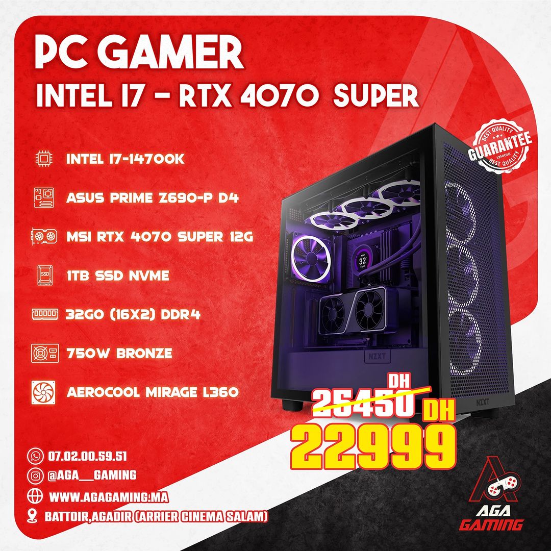 PC gamer Intel I7-14700k / RTX 4070 Super PC gamer Intel I7-14700k / RTX 4070 Super